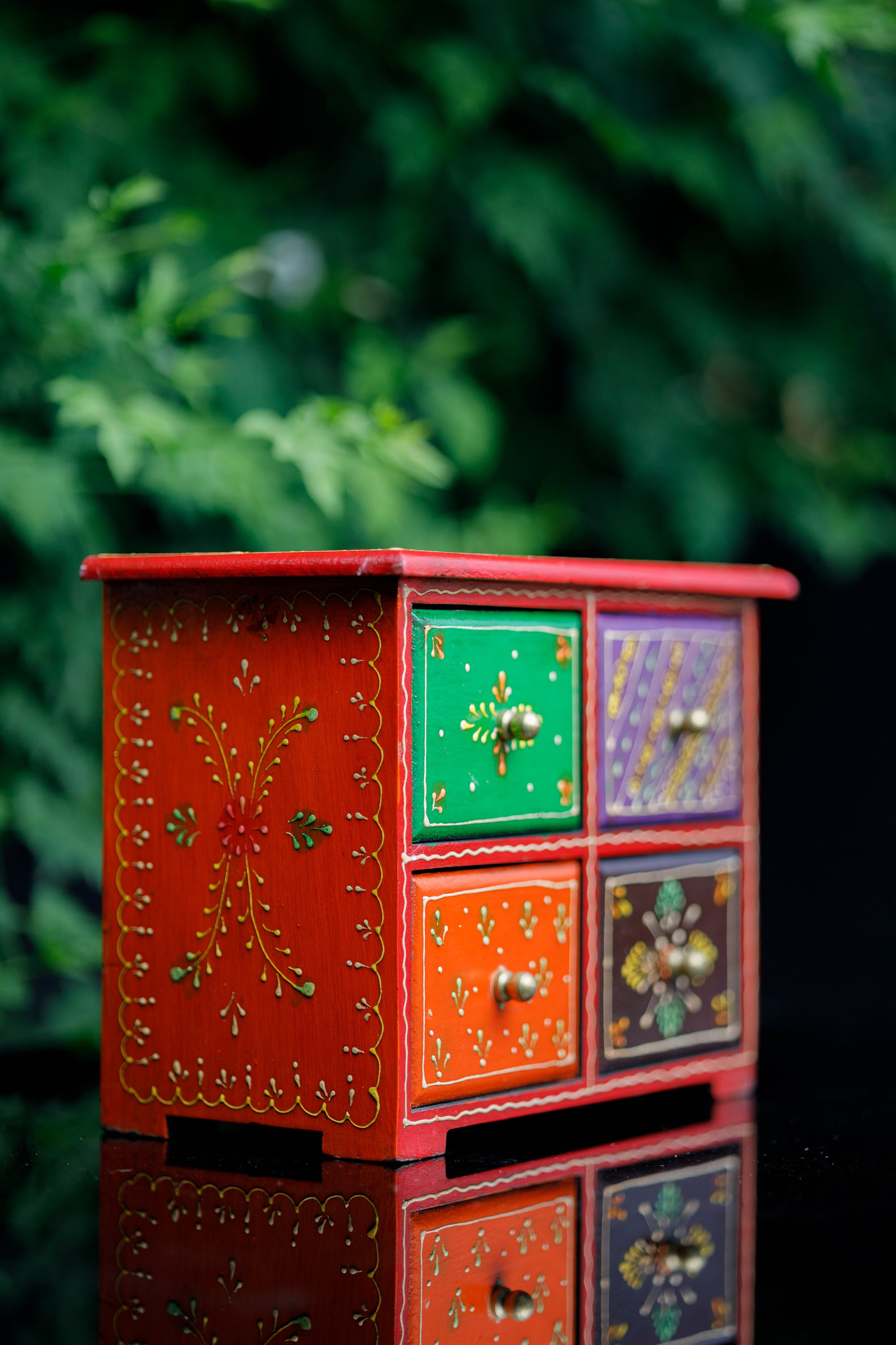 Handpainted Ethnic Indian Style Wooden Small 4 Chest of Etsy