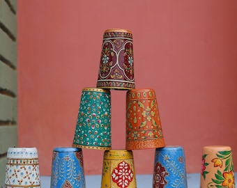 Exquisite Handmade Jaipuri Meenakari Kitchen Glasses - Beautifully Crafted and Attractive | Set of6 and 8 Glasses | Meenakari Decor | Gift