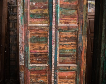 Reclaimed Wooden Almirah/Wardrobe | Natural Colors | Handcrafted Storage Solution