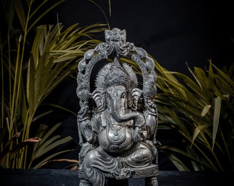 Hand-Carved Stone Dust Ganesha Figure  Spiritual Prosperity Sculpture for Home Decor and Sacred Spaces Artisan Craftsmanship