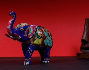 Handcrafted Metal Jaipur Minakari Elephant   Metal Elephant Sculpture  Traditional Jaipur Minakari Art  Gift Idea for Art Lovers