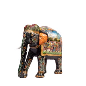 Handpainted Teak Wood Elephant Wedding Procession painted Tradition Artistry wedding gift miniature painted rajasthani art . image 6