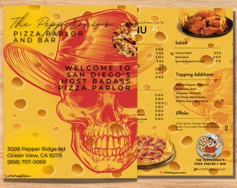 Pizzeria Menu Template PRINTABLE Pizzeria Pizza Parlor Menu with Drinks Alcohol menu EDITABLE CANVA file