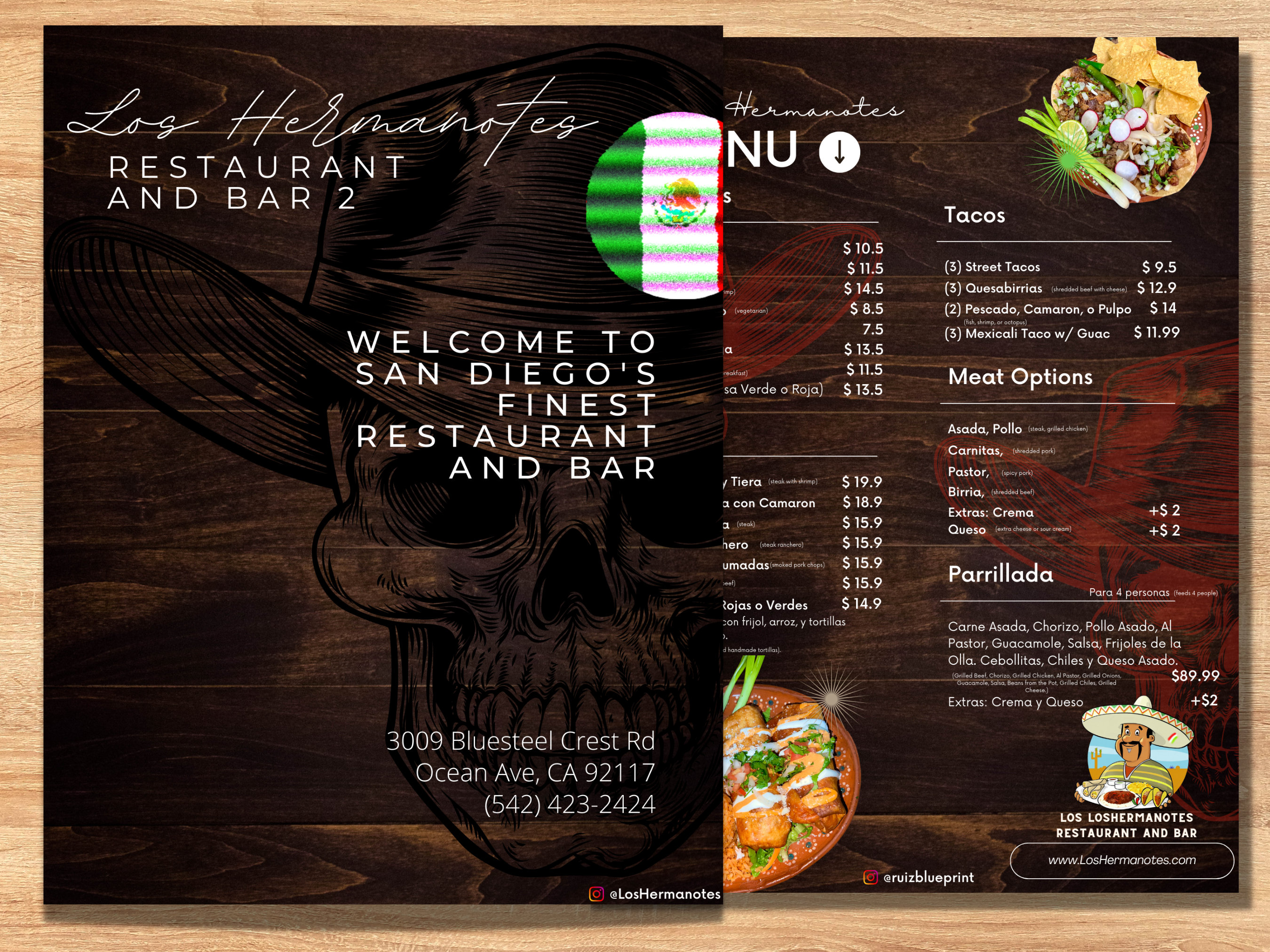 Mexican Restaurant Menu V2 Template (english With Spanish Translations) With Bar, Drinks, Night ...