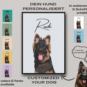 Hundeporträt | Wandbild für Hundebesitzer | Hunde Erinnerung | Geschenk für Hundefreunde | Personalisiertes Hunde Cartoon | Hunde Bild Comic