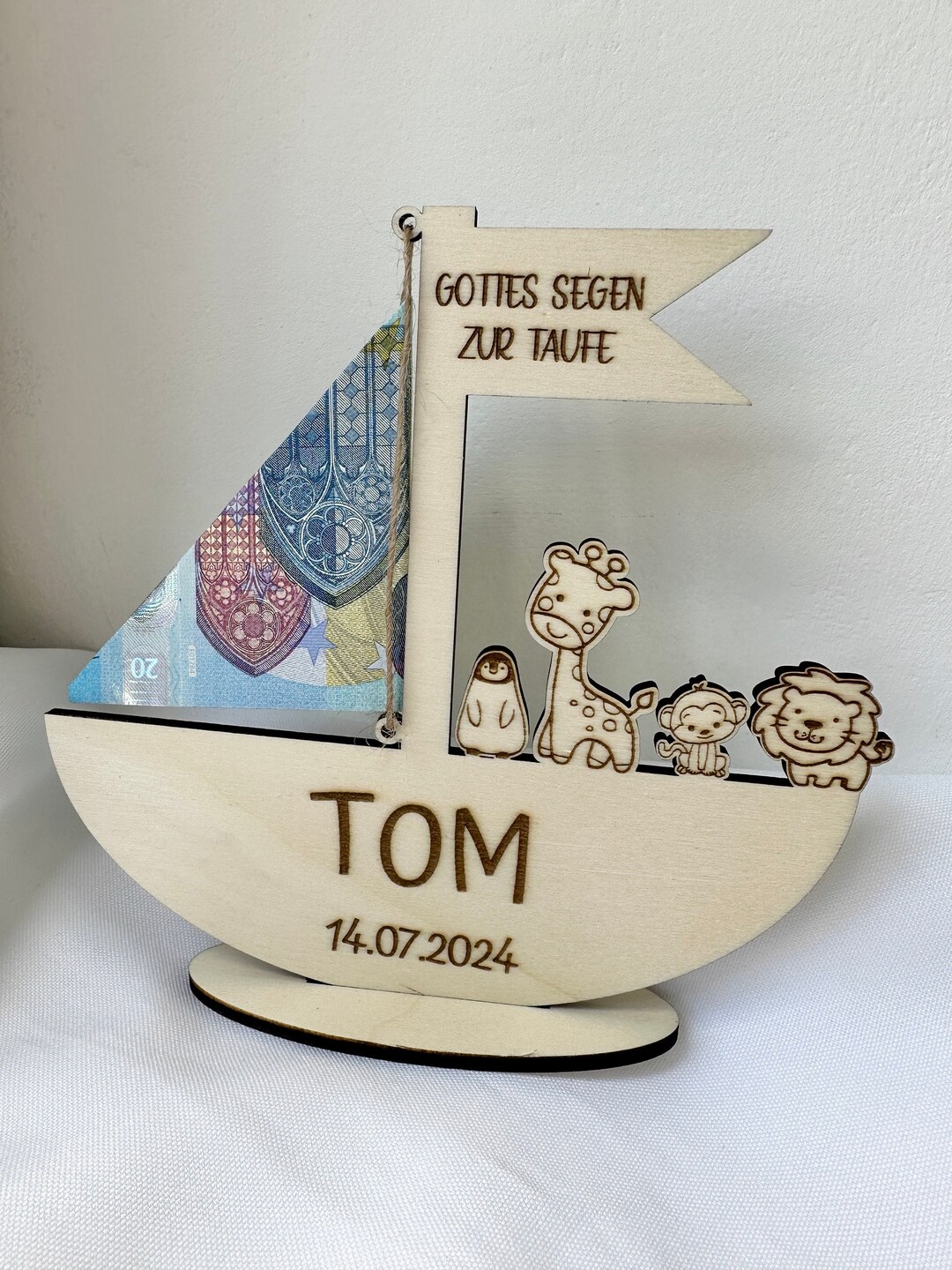 Wooden Baptism Money Gift Noah's Ark Baptism Gift Personalized Baptism
