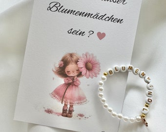 Blumenmädchen fragen | Geschenk für Blumenkind | Perlenarmband