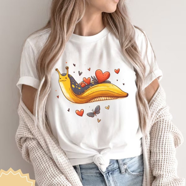 Banana Slug In Love, Banana Slug Shirt, Slug Tshirt, Gastropod Fan Shirt, Animal Lover Gift, Kawaii Banana Slug Tee, Mollusk Tee