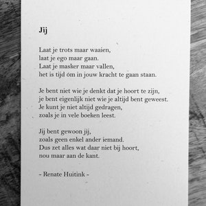 Jij. A6 poster/kaart met gedicht.