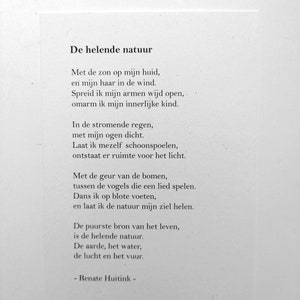 De helende natuur. A6 poster/kaart met gedicht.