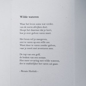 Wilde wateren. A6 poster/kaart met gedicht.