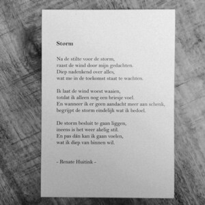 Storm. A6 poster/kaart met gedicht.