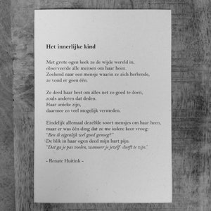 Het innerlijke kind. A6 poster/kaart met gedicht.