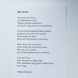 Het leven. A6 poster/kaart met gedicht.
