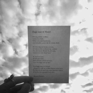 Dagje naar de Hemel. A6 poster/kaart met gedicht.
