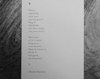 X. A6 poster/kaart met gedicht.