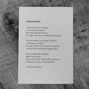 Dromenland. A6 poster/kaart met gedicht.