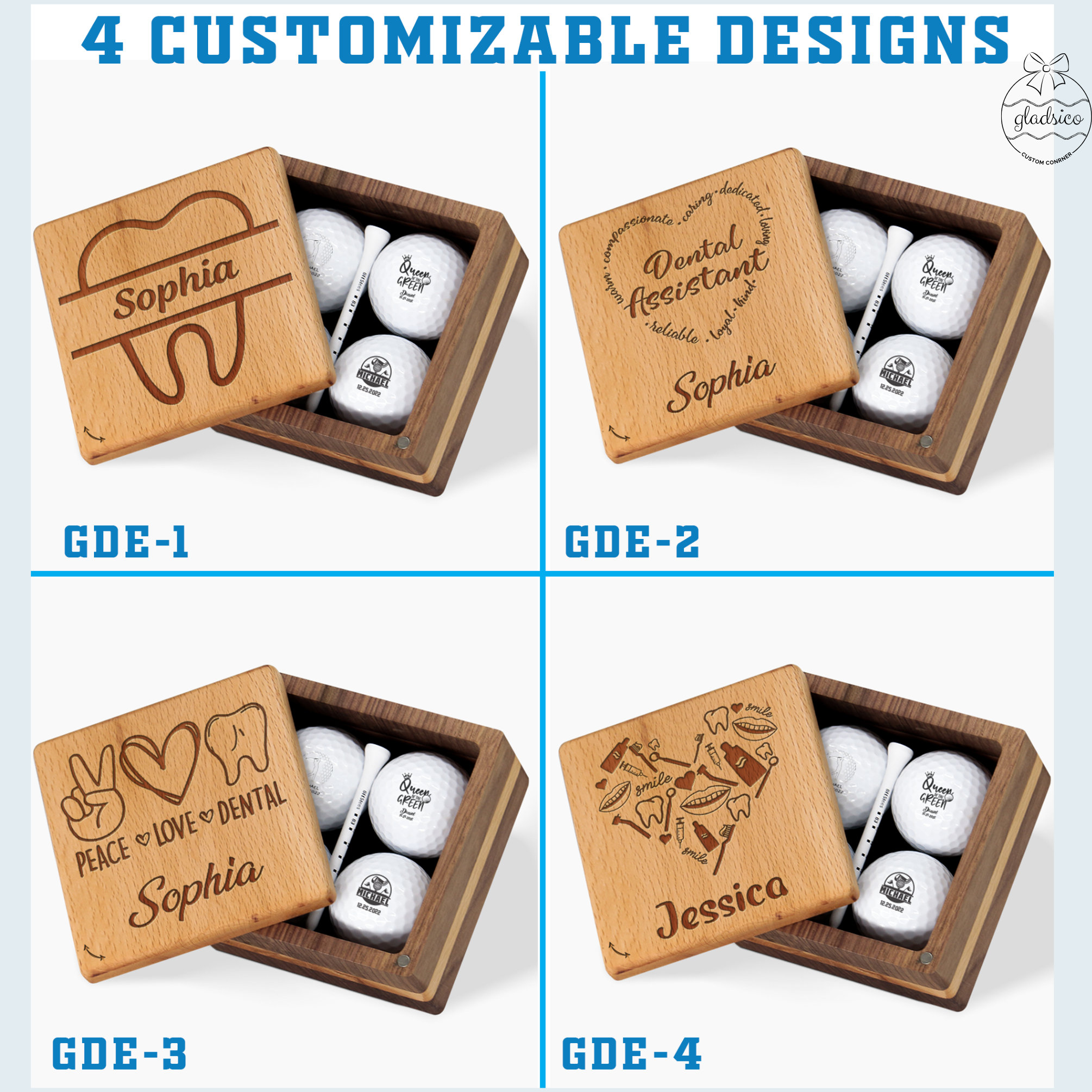 Personalized Golf Set Gifts With Nice Balls, Display Box, Tee Holder ...