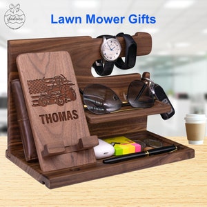 Personalized Mower Gifts for Him Her on Birthday, Lawn Mower Gift for Men. Custom Landscaping Phone Stand Gifts for Lawn Mower Service