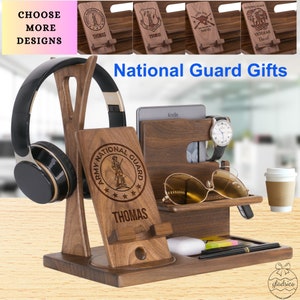 National Guard Gifts Personalized Phone Stand, Air National Guard Docking Stand, Custom US Air National Guard Gift for Air Army on Air Force