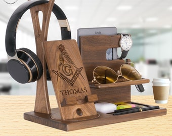 Fathers Day Gifts for Mason Dad Husband. First Dad Gifts for Masonic Friend, Docking Station for Freemason Gift from Wife Daughter Son