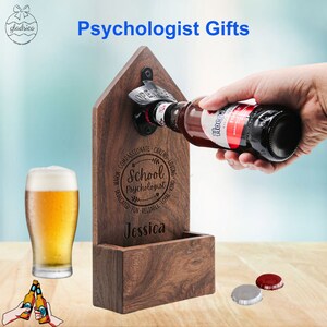 Fathers Day Gift for Grandpa Psychology, Super Dad Gift for School Psychologist.Engraved Beer Bottle Opener Gift for Psych Husband Boyfriend