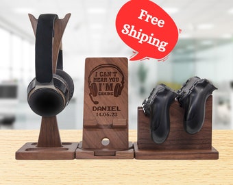 Personalized Headphone Stand, Custom Gamer Tag Controller Holder,Custom Streamer Headset Holder Headset Stand.Valentines Gifts for Him Gamer