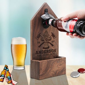 Gift for Firefighter Beer Bottle Opener - Personalized Gift Ideas for Husband, Fireman, Beer Lover on Father&#39;s Day, Birthday, Anniversary