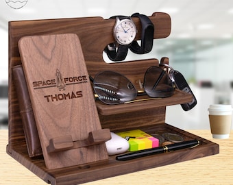 Father's Day Gift for Space Force Grandpas Husband Dad.Air Force Fathers Day Gift from Daughter,Custom Papa Phone Stand Gift for Space Force
