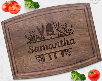Mothers Day Gifts for Gardener,Plant Lover Mom Gifts. Custom Cutting Board, Custom Kitchen Gifts for Master Gardener, Gardening Gifts