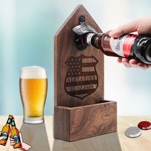 Gift for Police Beer Bottle Opener - Personalized Gift Ideas for Dad, Policeman, Beer Lover on Father&#39;s Day, Beer Day, Birthday, Anniversary