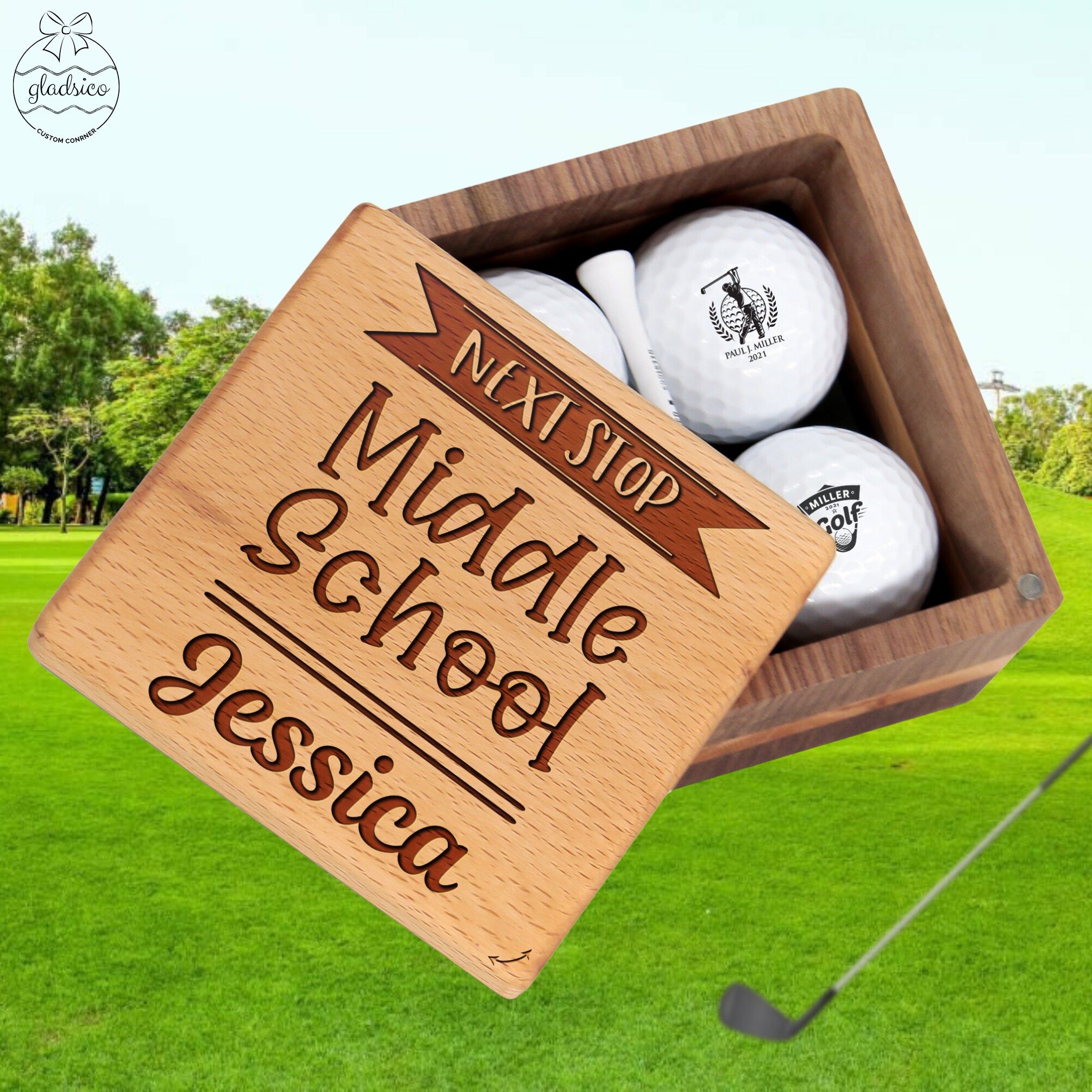 Personalized Middle School Gift for Math Teacher Club on Birthday Anniversary Gifts. Personalized Golf Set with Balls & Wooden Box with Name