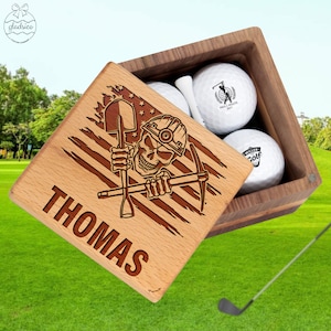 Custom Coal Miner Gift for Coal Mining Club on Birthday Anniversary Gift. Personalized Golf Set with Balls & Wooden Box with Name Miner