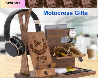 Foolproof Fathers Day Gift Ideas for Motocross, Custom Motocross Dad Gift from Son Daughter Wife,Custom Daddy Phone Stand with Name Children
