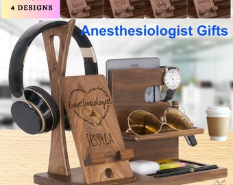Anesthesiologist Gifts Personalized Wooden Charging Station, Anesthesia Docking Stand, Custom CRNA Anesthesia Gift for Anesthesia Day