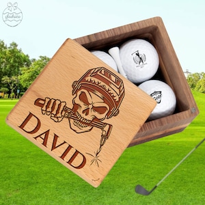 Personalized Welder Gift for Welder Mechanic Club on Birthday Anniversary Gift. Engraved Golf Set with Balls & Wooden Box with Name Welder
