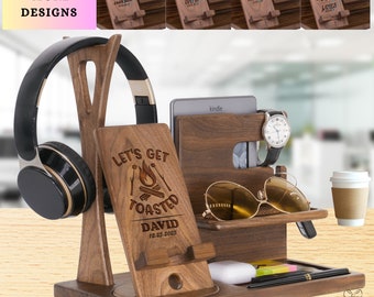 Personalized Gift for Camper, Let's Get Toasted. Unique Headphone Organizer to Keep Personal Accessories on Birthday Christmas Thanksgiving