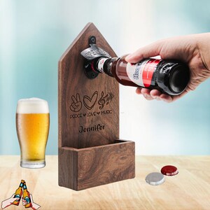 Gift For Music Lover - Personalized Beer Opener Engraved Name - Where Words Fail Music Speaks - Gift for Music Teacher, Birthday&#39;s Husband