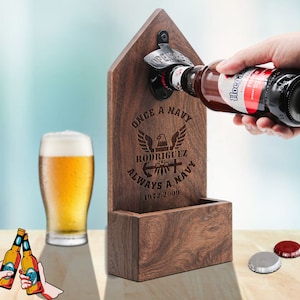 Gift for Navy Military Beer Bottle Opener - Personalized Gift Idea for Soldier in US Navy on Father&#39;s Day, Birthday, Military Appreciation