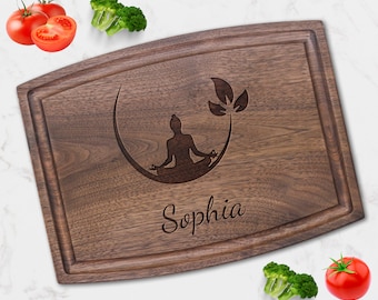 Yoga Personalized Gifts with Namaste Cutting Board. Unique Serving Tray for Food, Meat, Cheese Platter. Yoga Gifts for Wife Mom Mother's Day