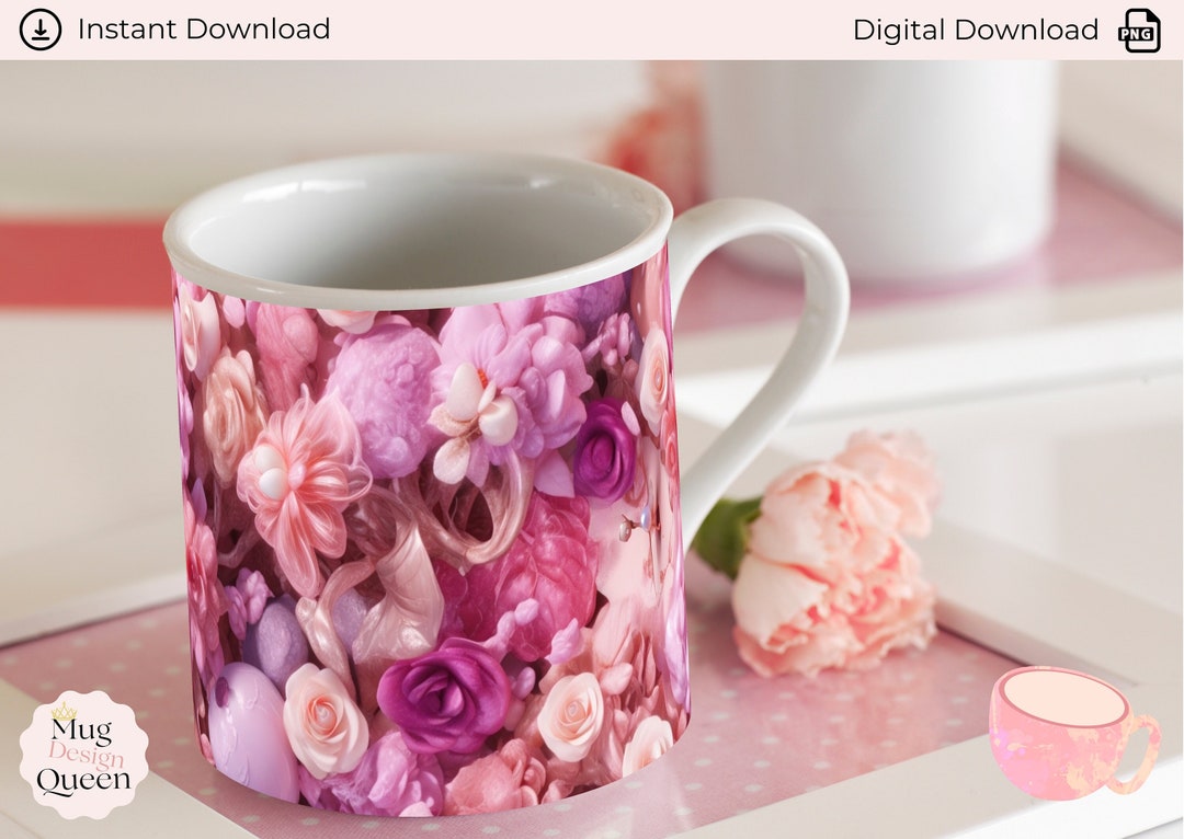 3D Mug Gift Wrap Idea Sublimation Wrap Flower Roses Wrap Etsy