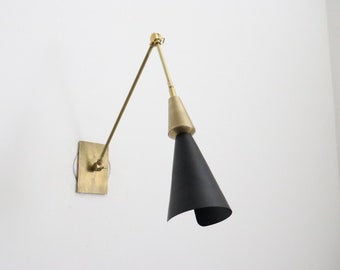 Wall Sconces Matt Black Vintage Mid Century Italian Wall Light Fixtures Sputnik Bedside Lamp, Handcrafted Brass Wall Sconce for Home Decor