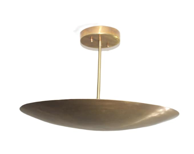 Featured listing image: Brass Flush Mount Light - Vintage Sputnik Chandelier Lighting - Mid Century Stilnovo Pendant Ceiling Light - Home Decor Lamps