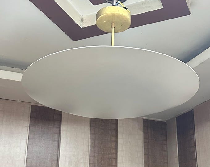 Featured listing image: White Brass Flush Mount Light - Vintage Sputnik Chandelier Lighting - Raw Brass Mid Century Stilnovo Pendant Ceiling Light