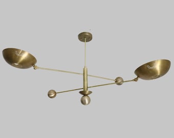 Mid Century Brass Sputnik Chandelier - Starburst Ceiling Light