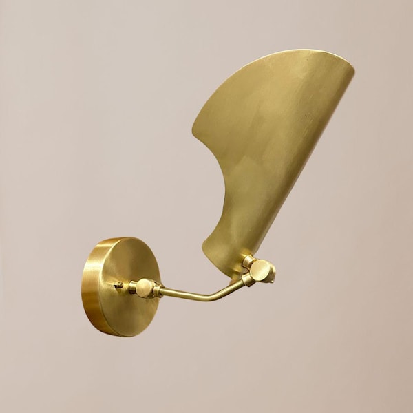 Handmade Brass Wall Sconce, Mid Century Stilnovo Style