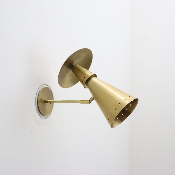 1950s Brass Mid Century Wall Sconce Pair - Italian Light Fixture