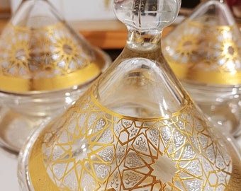 Mini tagine decoration in glass / ramadan 2024 decoration / Moroccan tagine / vintage tagine / ramadan gifts / set 3 Tagines