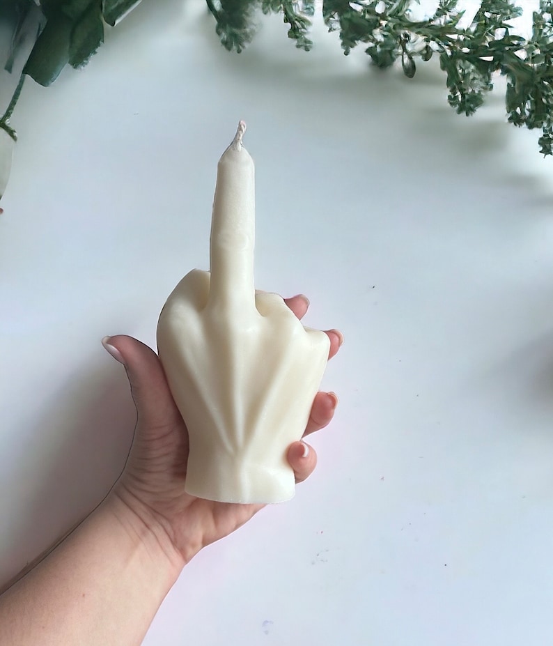 Middle Finger Candle / Soy Wax Candle / Sassy Candle XXLMittelfinger weiß