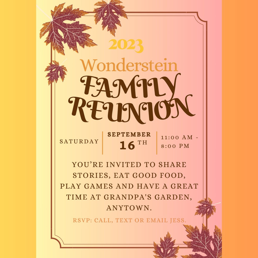 EDITABLE Modern Fall Family Reunion Invitation Template Family Reunion EDITABLE Modern Fall Family Reunion Invitation Template Family Reunion